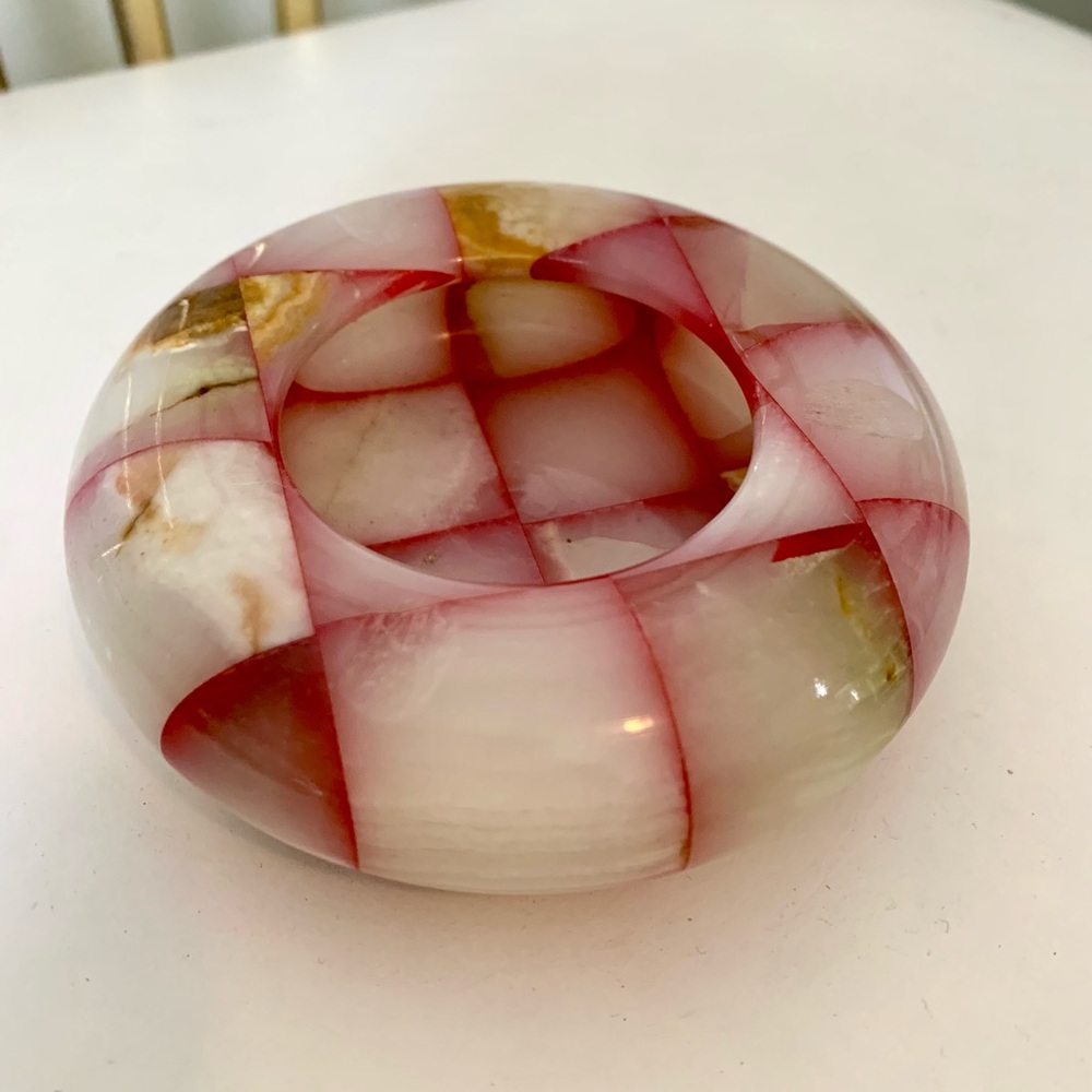 Vintage pink onyx ashtray